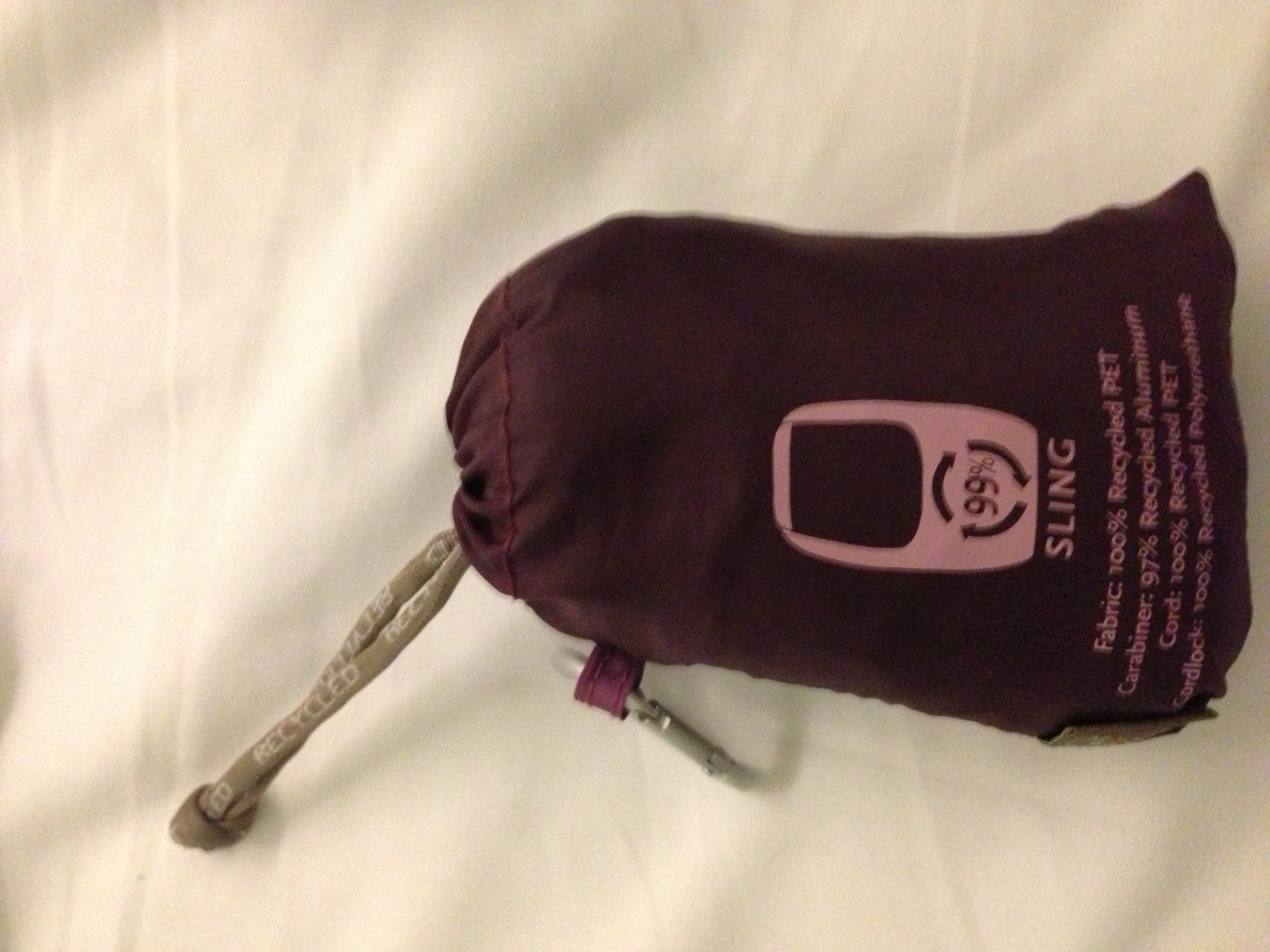 The sling - bundled up in it's built in pocket