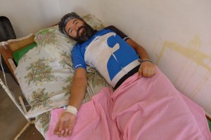 Reza in the hospital with heat stroke, food poisining and Malaria.