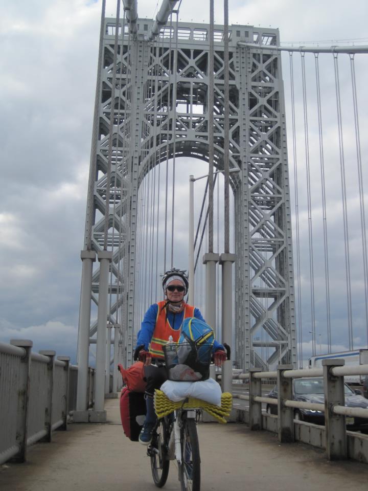 Isabel and Rocinante on the George Washington Bridge, NYC